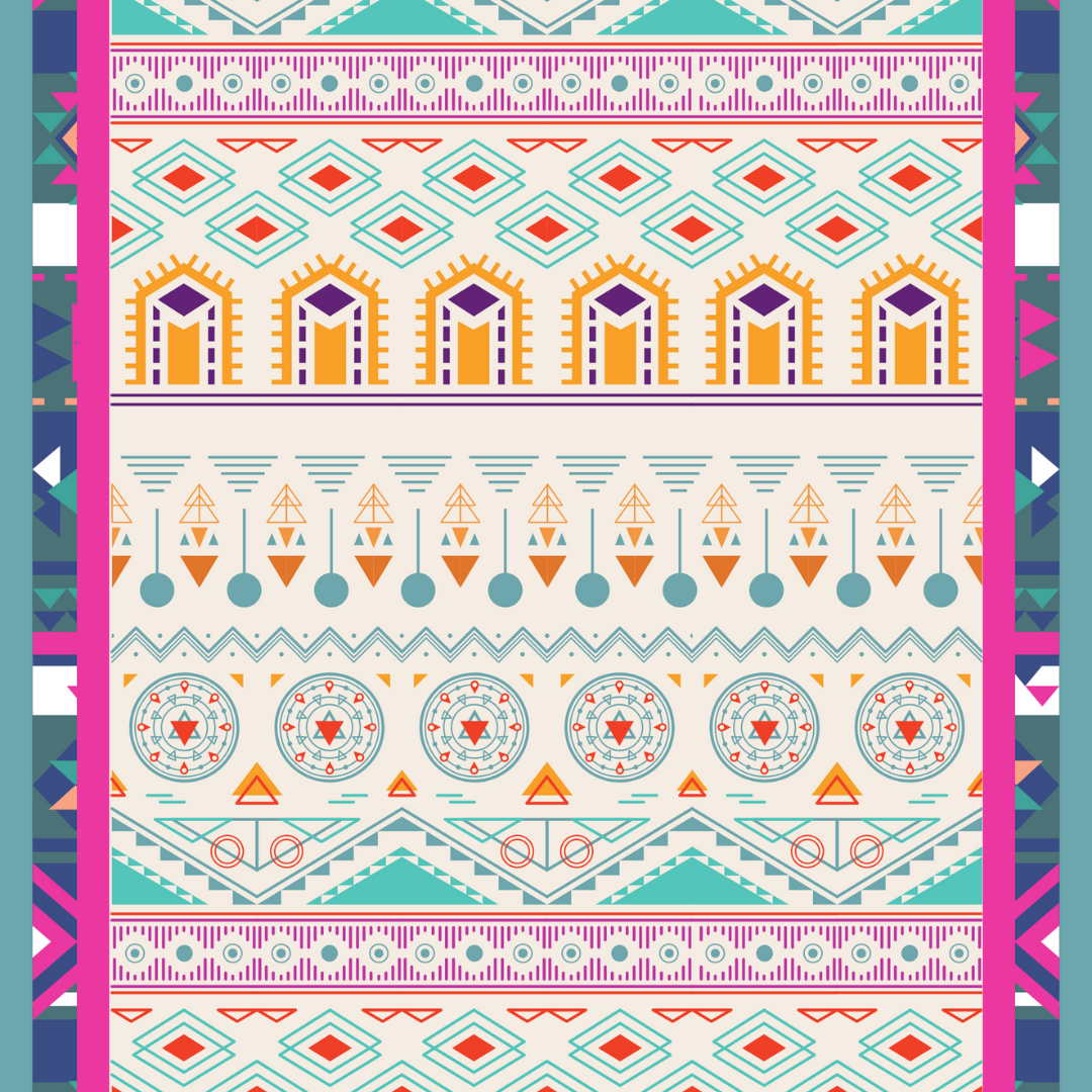 Aztec Blue & White Long Scarf/Stole