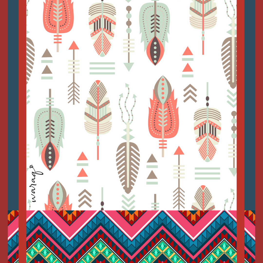 Aztec Red Long Scarf/Stole