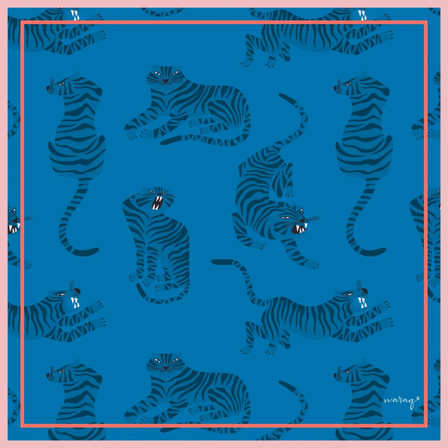 Cerulean Tiger Square Scarf