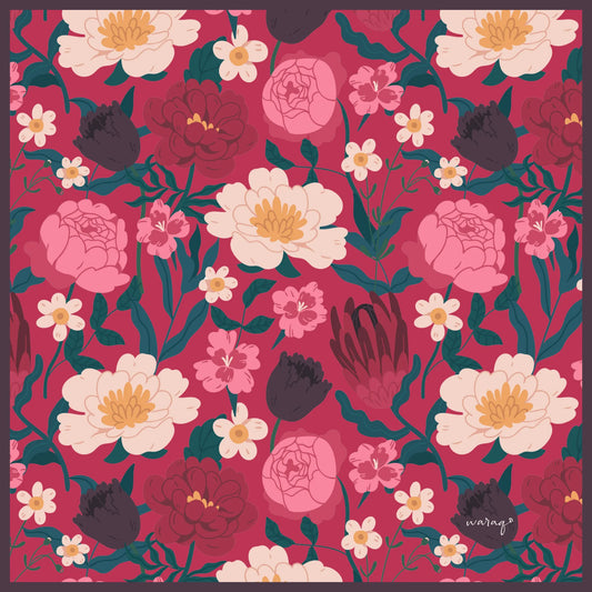 Fleur Rouge Square Scarf