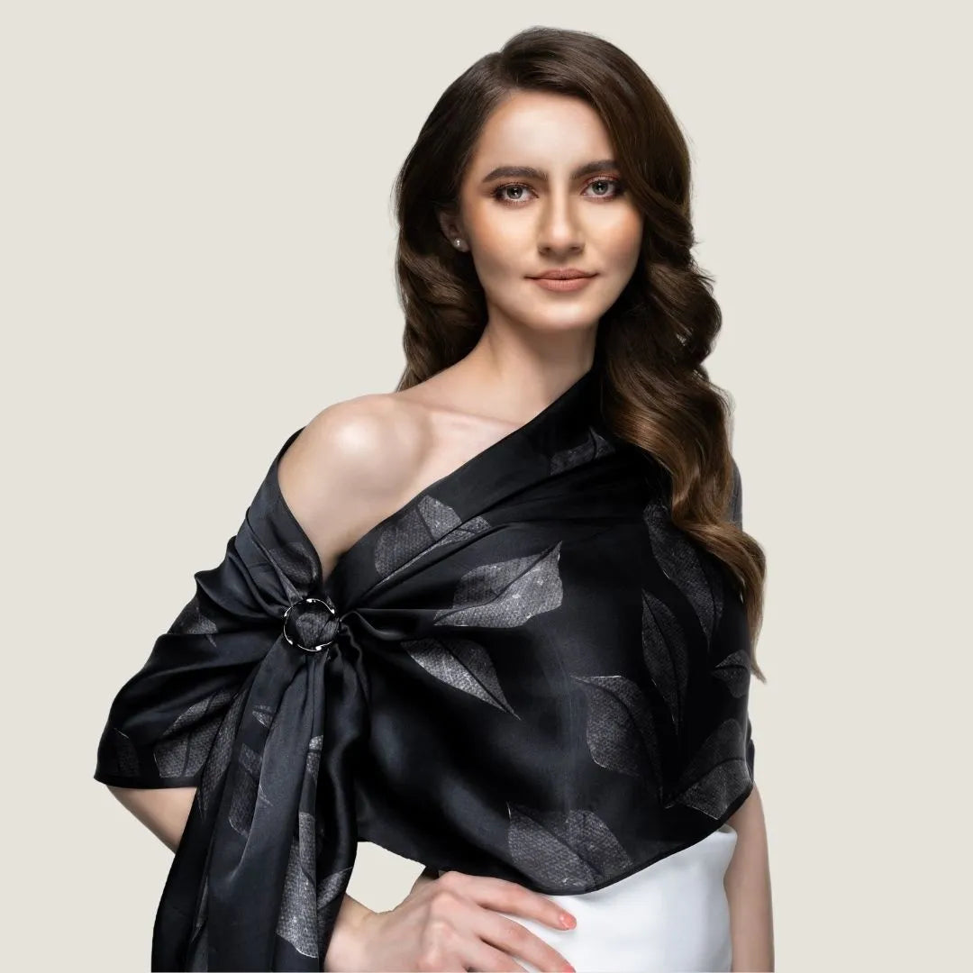 Floral Black Scarf