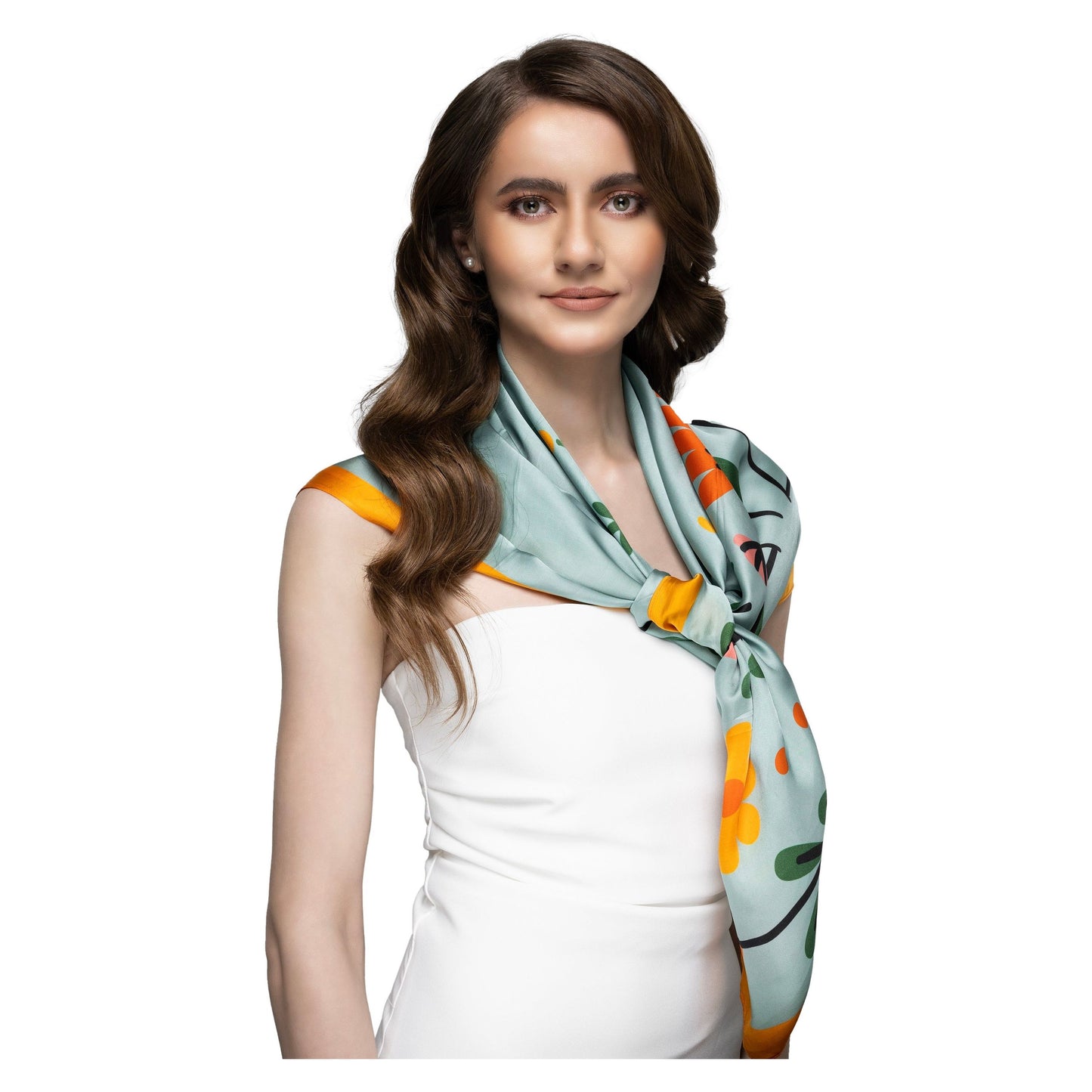Floritale Blue Saffron Square Scarf