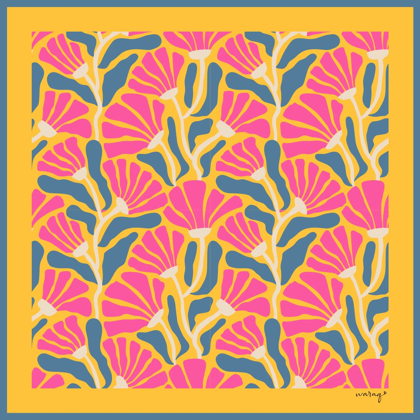 Golden Bloom Square Scarf