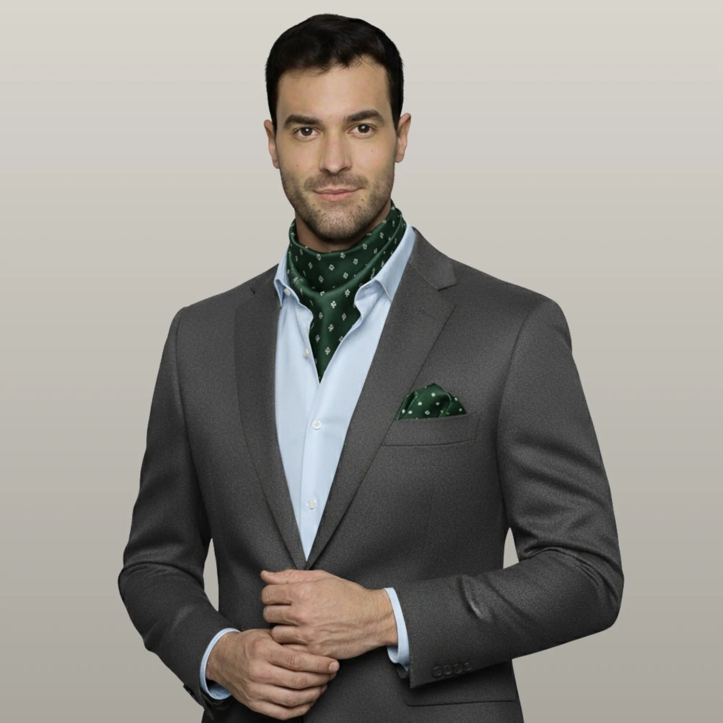 Ivory Damask Cravat - Verdant