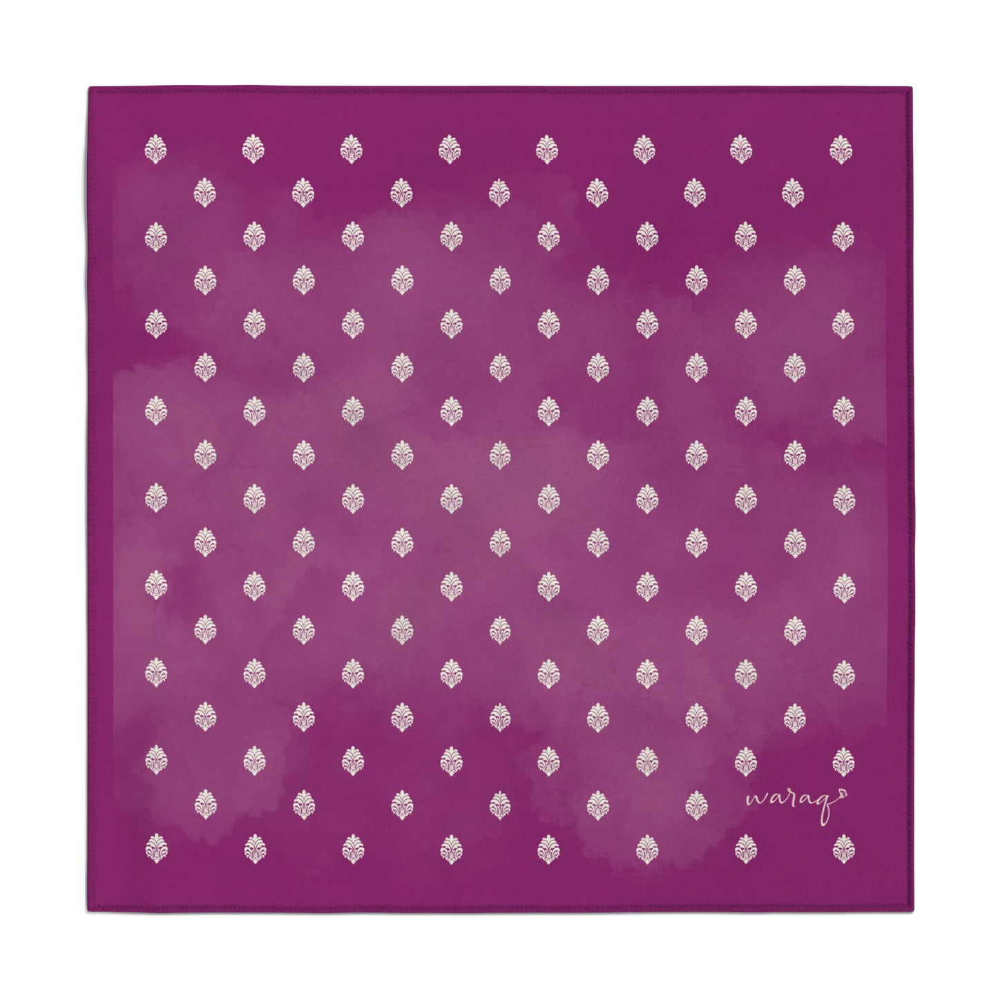 Ivory Damask Pocket Square- Magenta