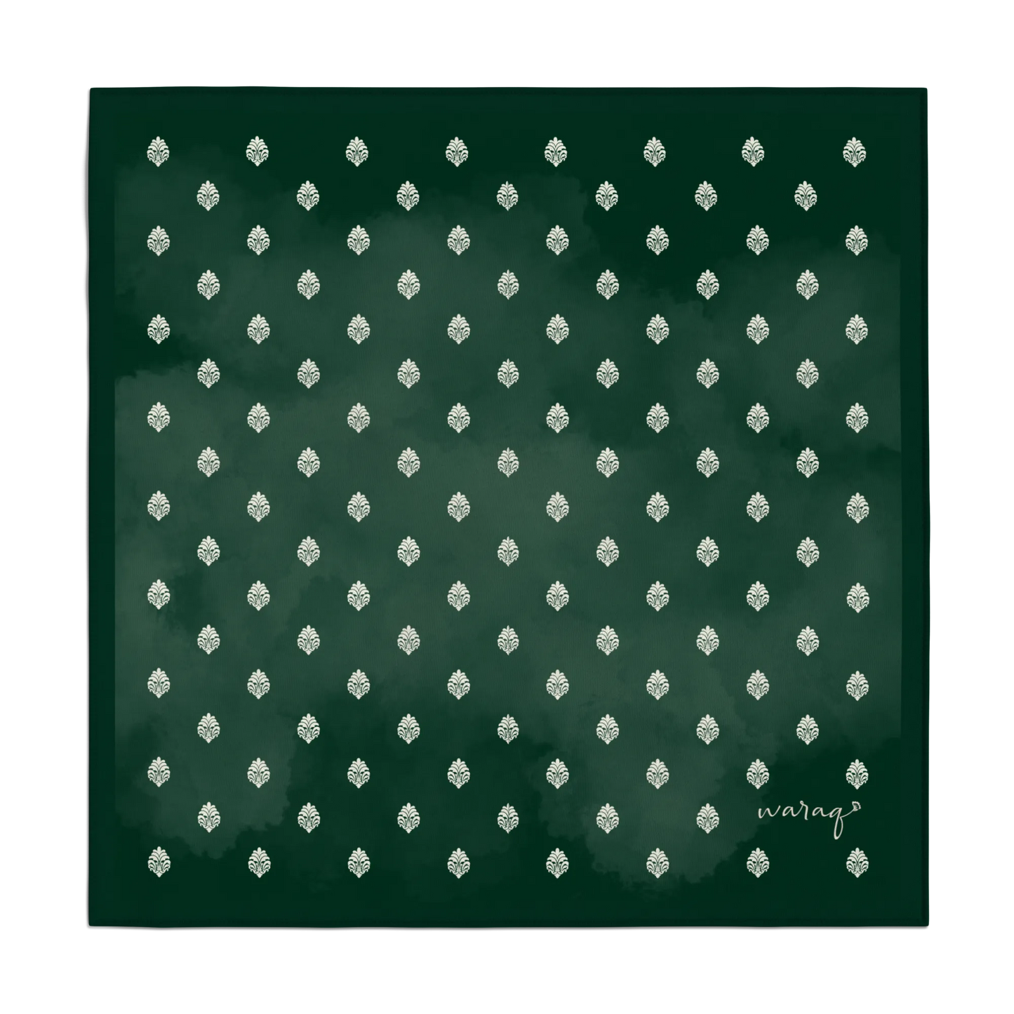Ivory Damask Pocket Square- Verdant