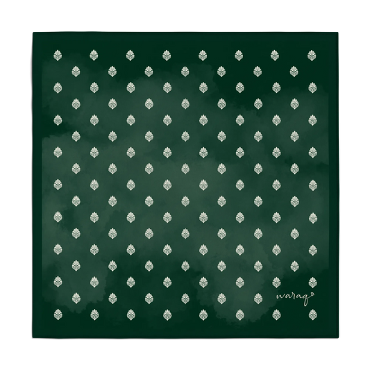 Ivory Damask Pocket Square- Verdant