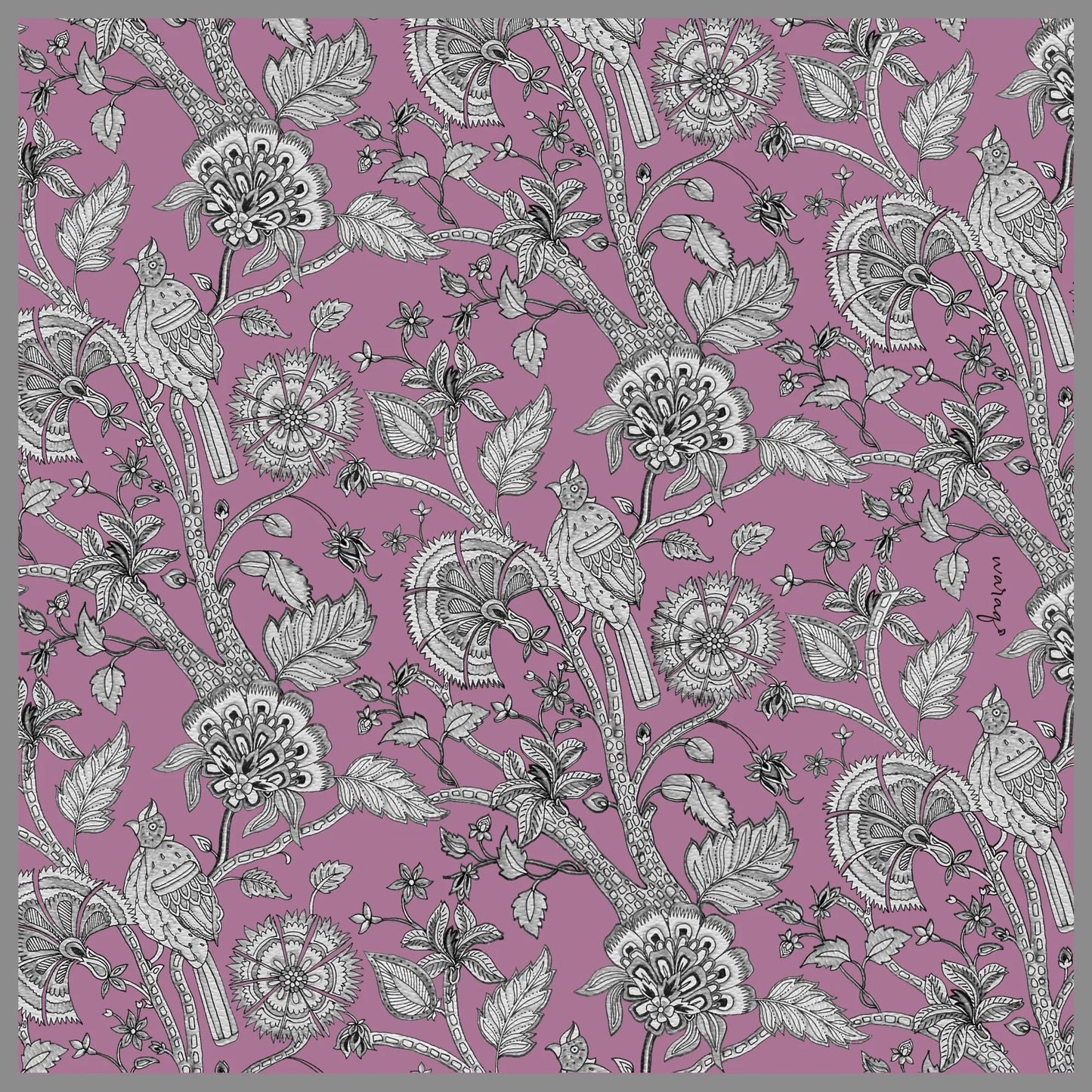 Kalamkar Square Scarf- Rose