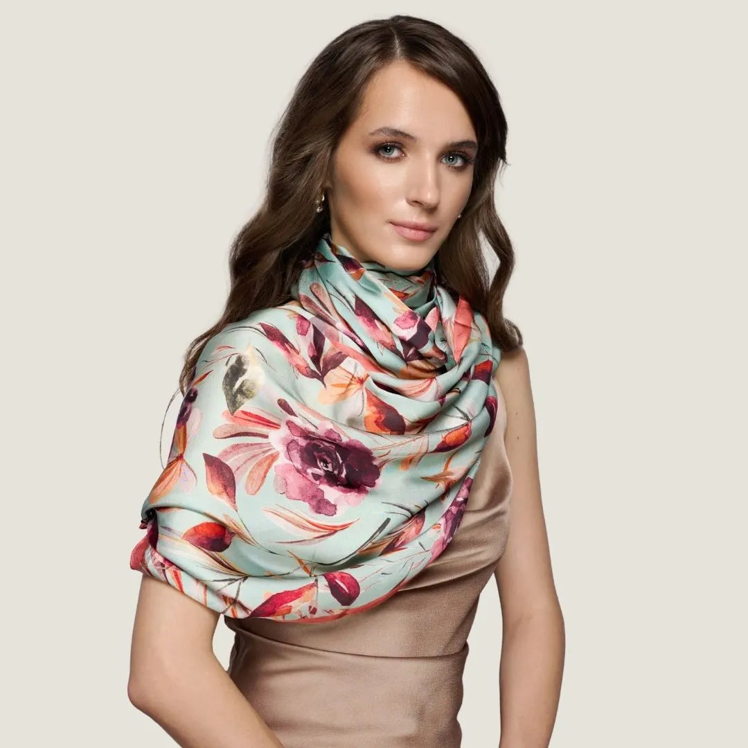 Nature Flair Tan Sea Green Scarf