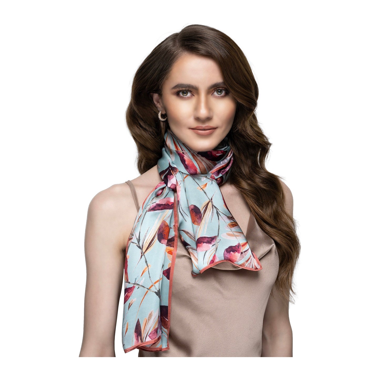 Nature Flair Tan & Sea Green Long Scarf / Stole