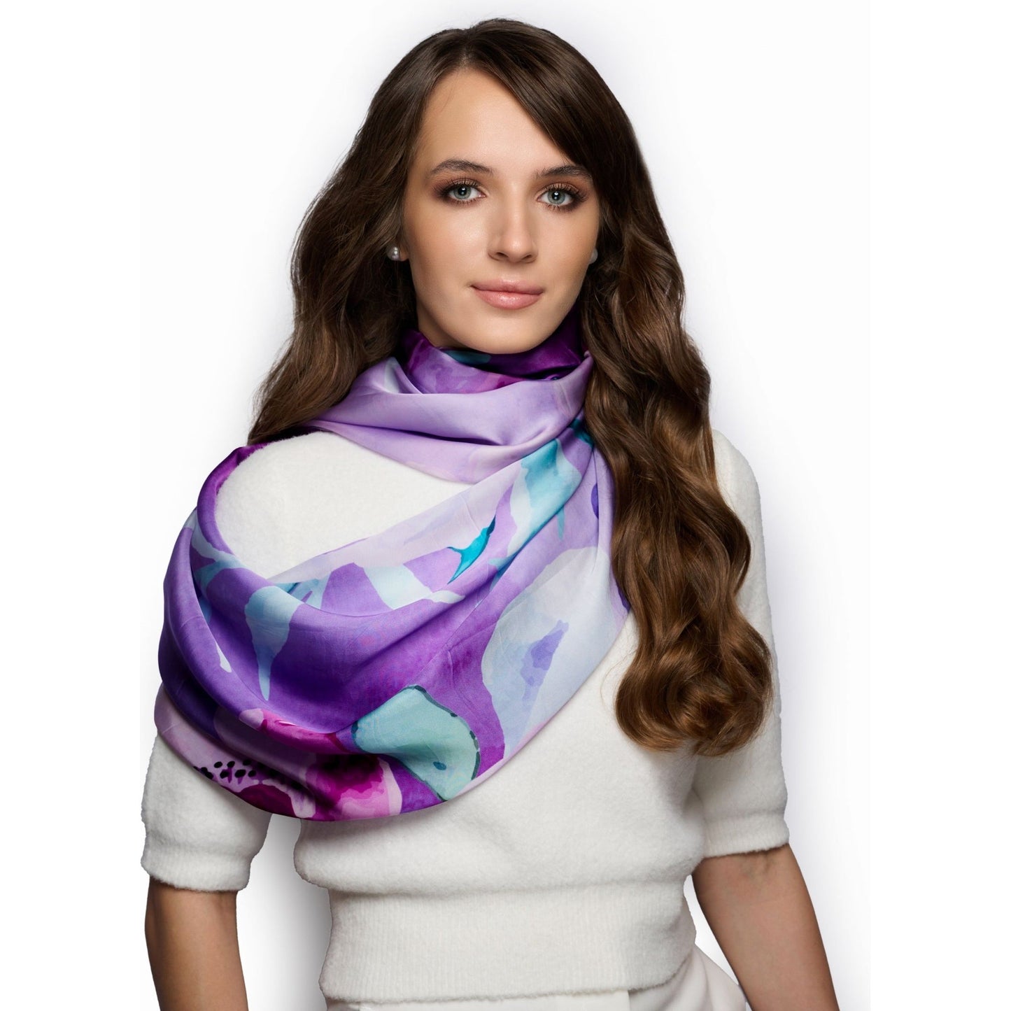 Royal Plum Floritale Long Scarf/Stole