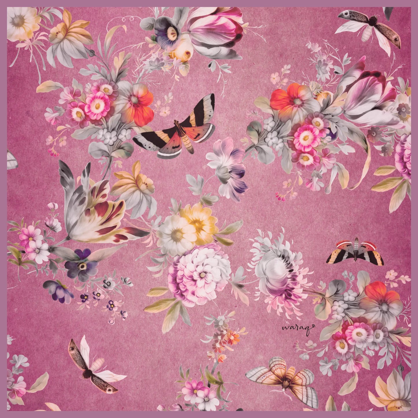 Sayuri Blossom Square Scarf - Antique Rose