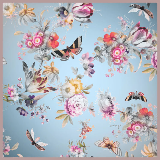 Sayuri Blossom Square Scarf- Dusty Aqua