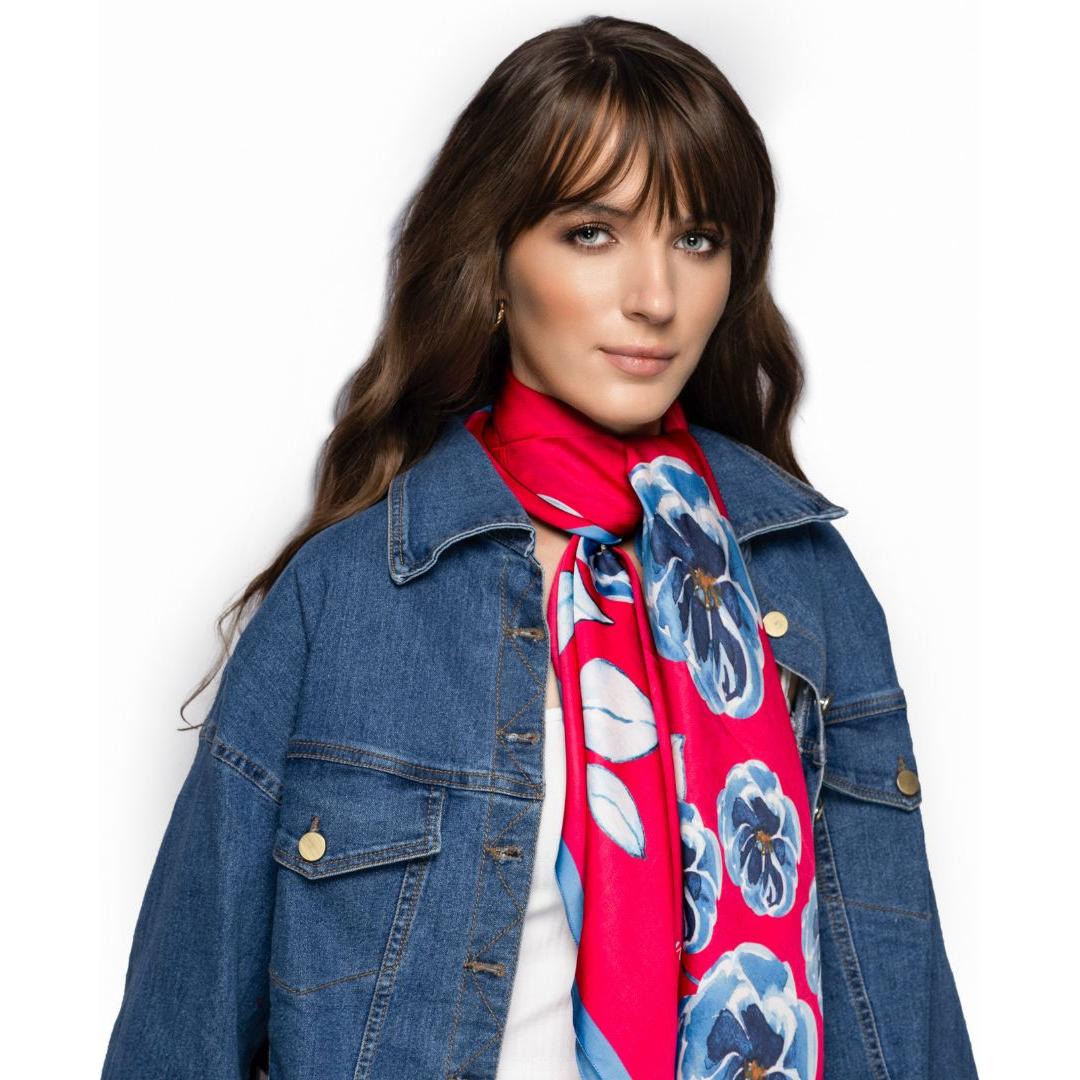 Scarlet Blue Garden Scarf