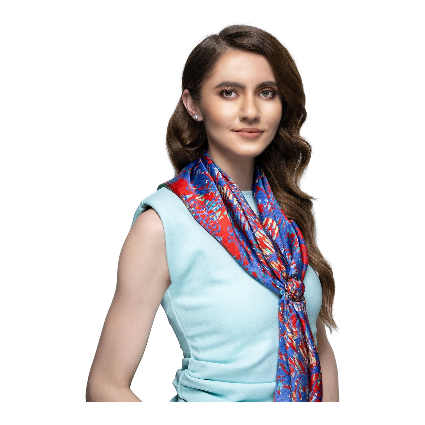 Silk Road Trail Ikat Coral Square Scarf