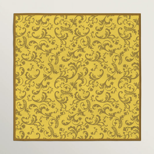 Espresso Damask Pocket Square - Citrine