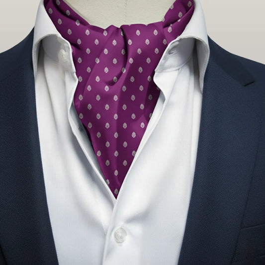 Ivory Damask Cravat - Magenta