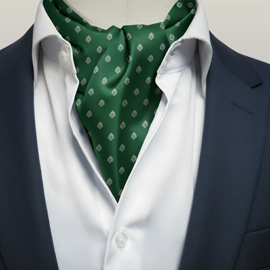 Ivory Damask Cravat - Verdant