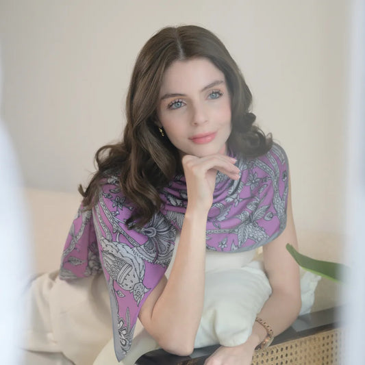 Kalamkar Square Scarf- Rose