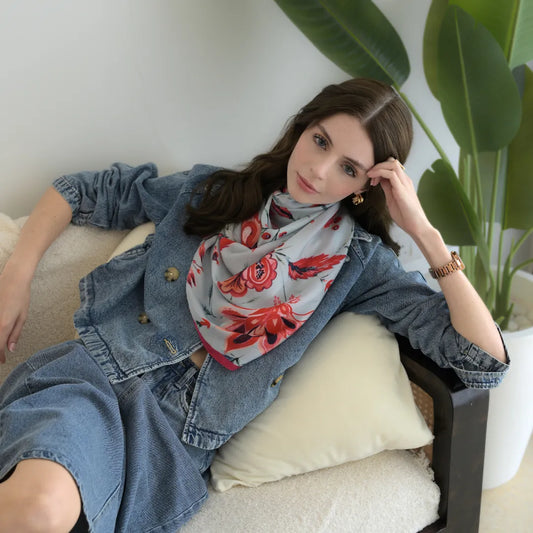 Lush Coral Garden Scarf