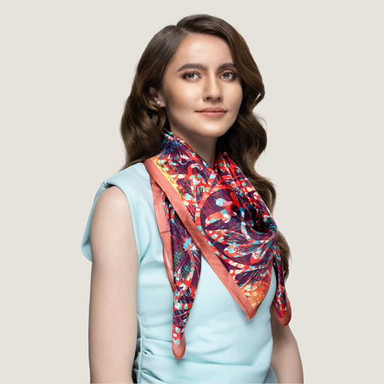 Silk Road Trail Ikat Russet Scarf - Main Image