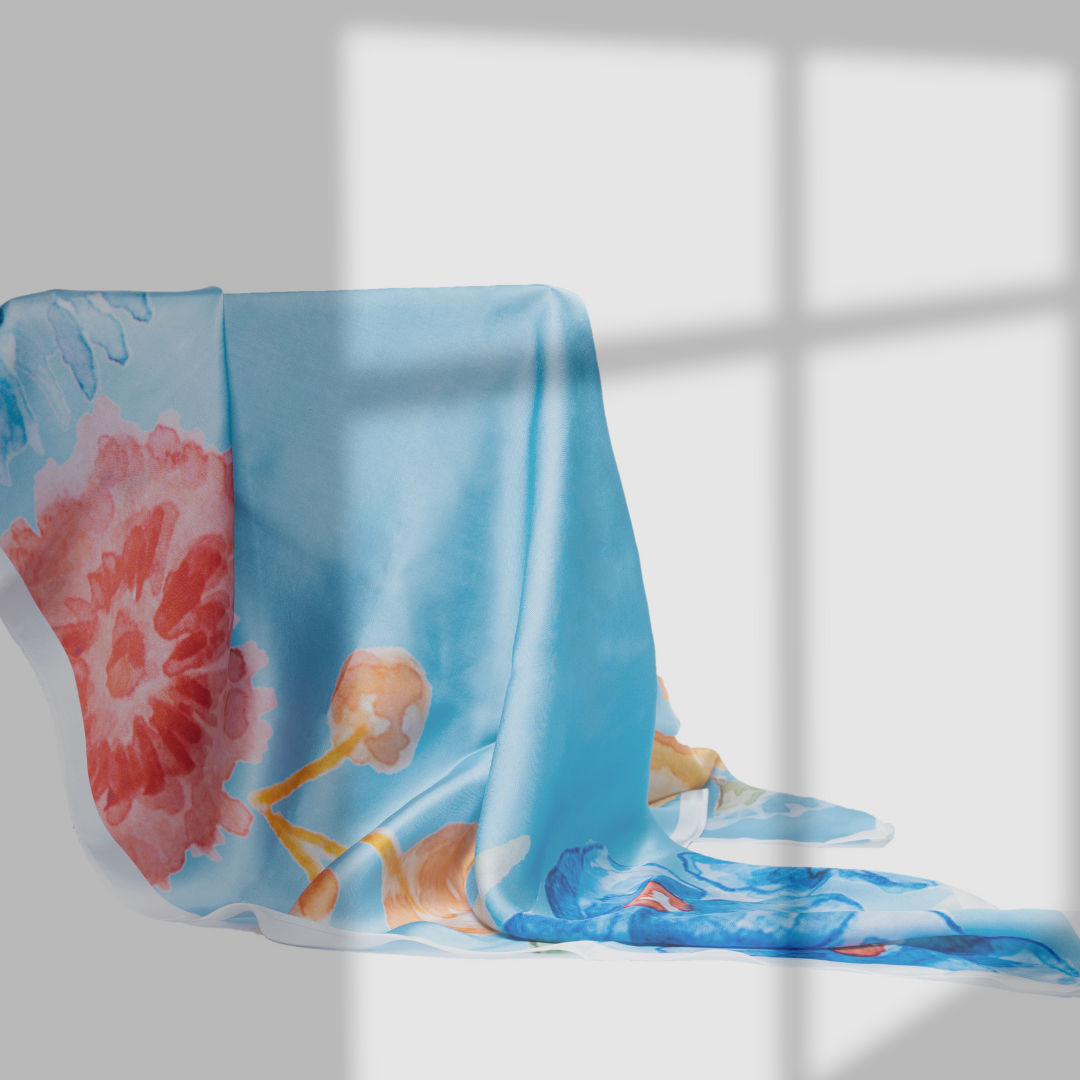 Floritale Edit Blue Square Scarf