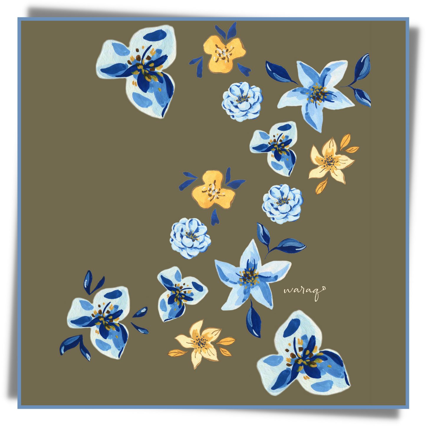 Floritale Edit Martini Olive Square Scarf