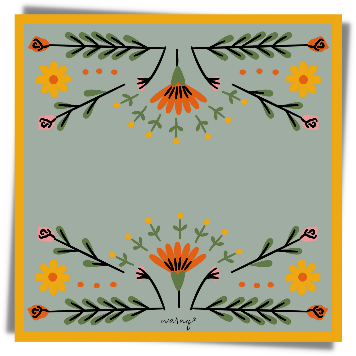 Floritale Blue Saffron Square Scarf