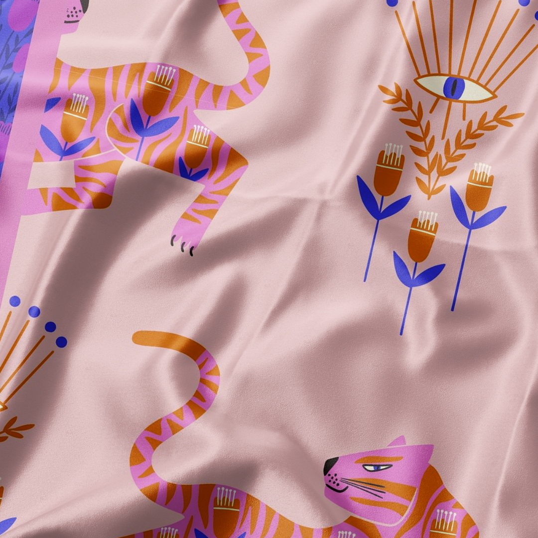 Pink Tiger Long Scarf / Stole