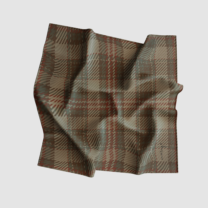 Heritage Plaid Pocket Square- Taupe