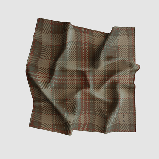 Heritage Plaid Pocket Square- Taupe