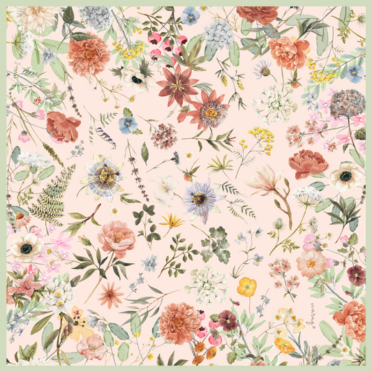 Peony Whisper Square Scarf- Powder Blush