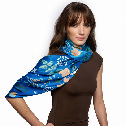 Azure Enchanted Meadow Long Scarf/Stole