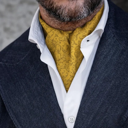 Espresso Damask Cravat - Citrine