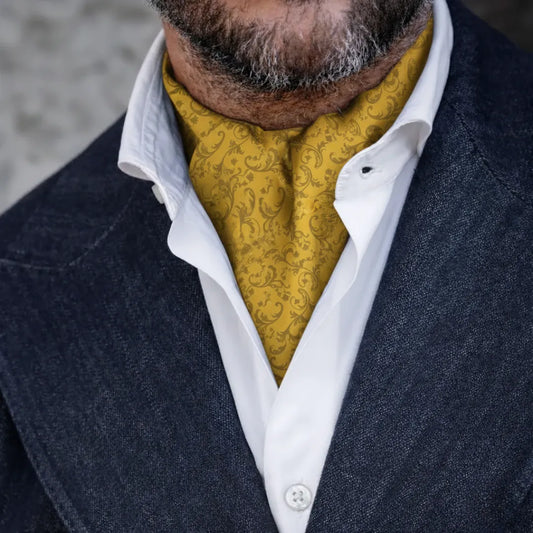 Espresso Damask Cravat - Citrine