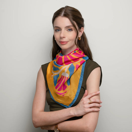 Golden Bloom Square Scarf