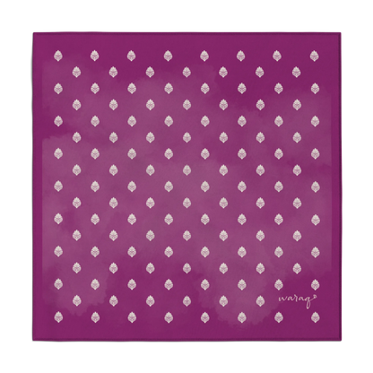 Ivory Damask Pocket Square- Magenta