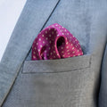 Ivory Damask Pocket Square- Magenta