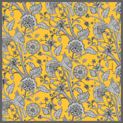 Kalamkar Square Scarf - Temple Marigold