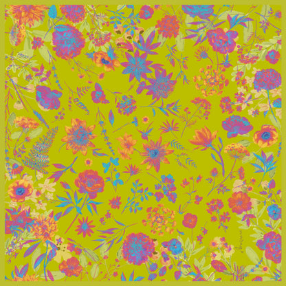 Peony Whisper Square Scarf - Harvest Lime