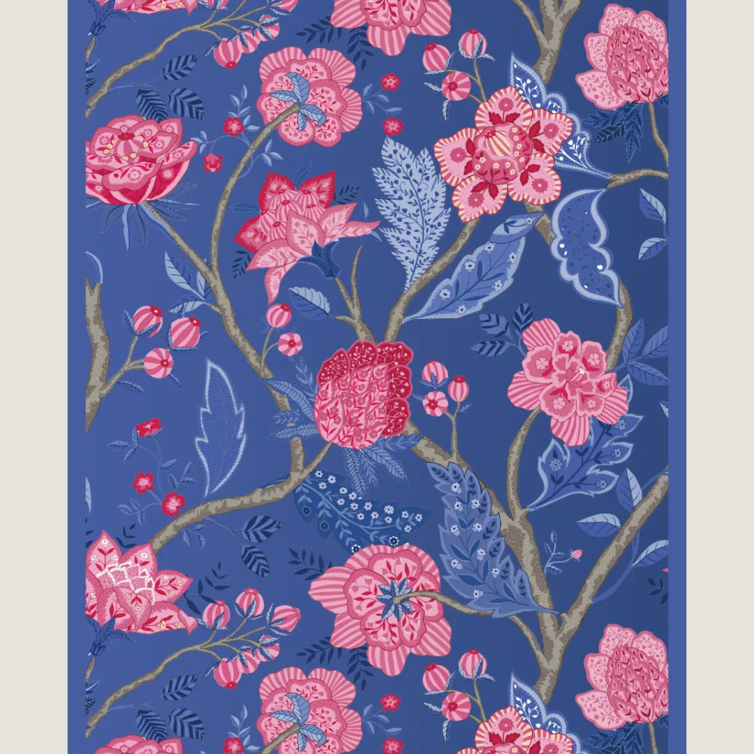 Royal Bloom Long Stole-Indigo