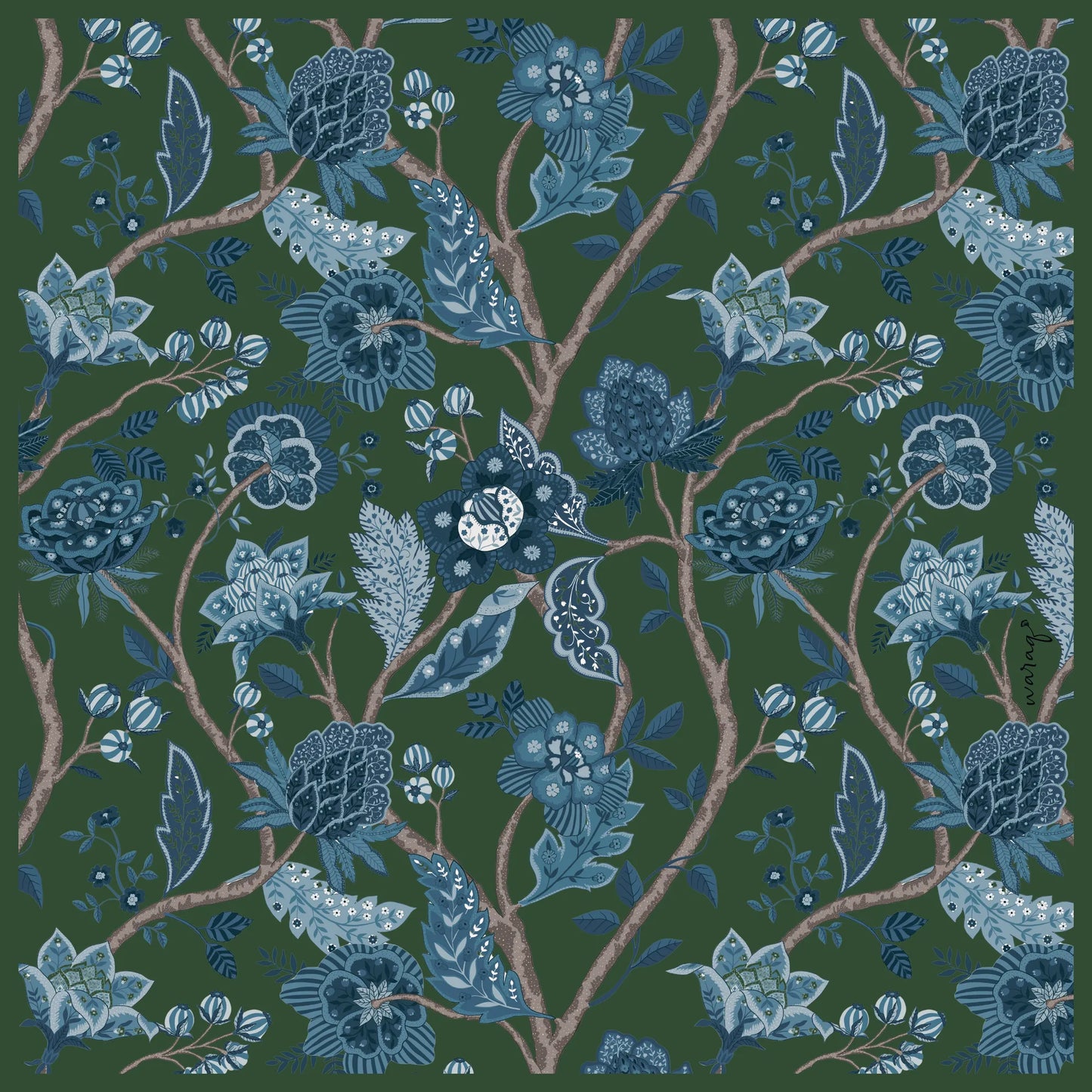 Royal Bloom Pocket Square - Verdant