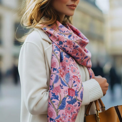 Royal Bloom Square Scarf-Pink Quartz