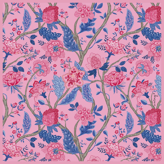Royal Bloom Square Scarf-Pink Quartz