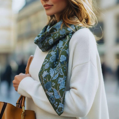 Royal Bloom Square Scarf-Verdant