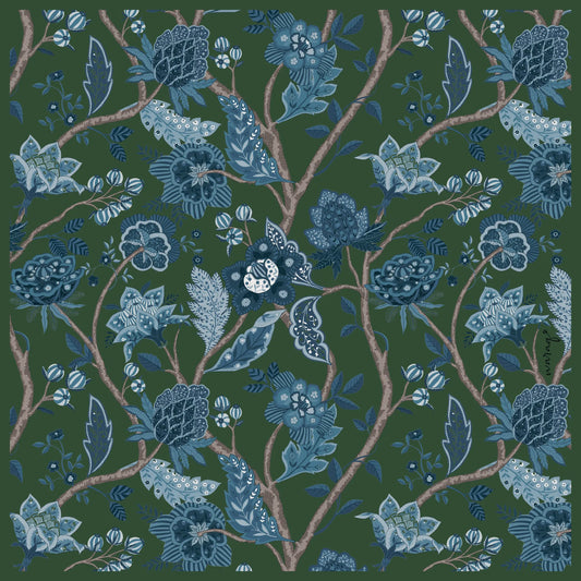 Royal Bloom Square Scarf-Verdant