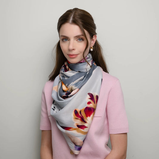 Sayuri Blossom Scarf- Cloud Gray