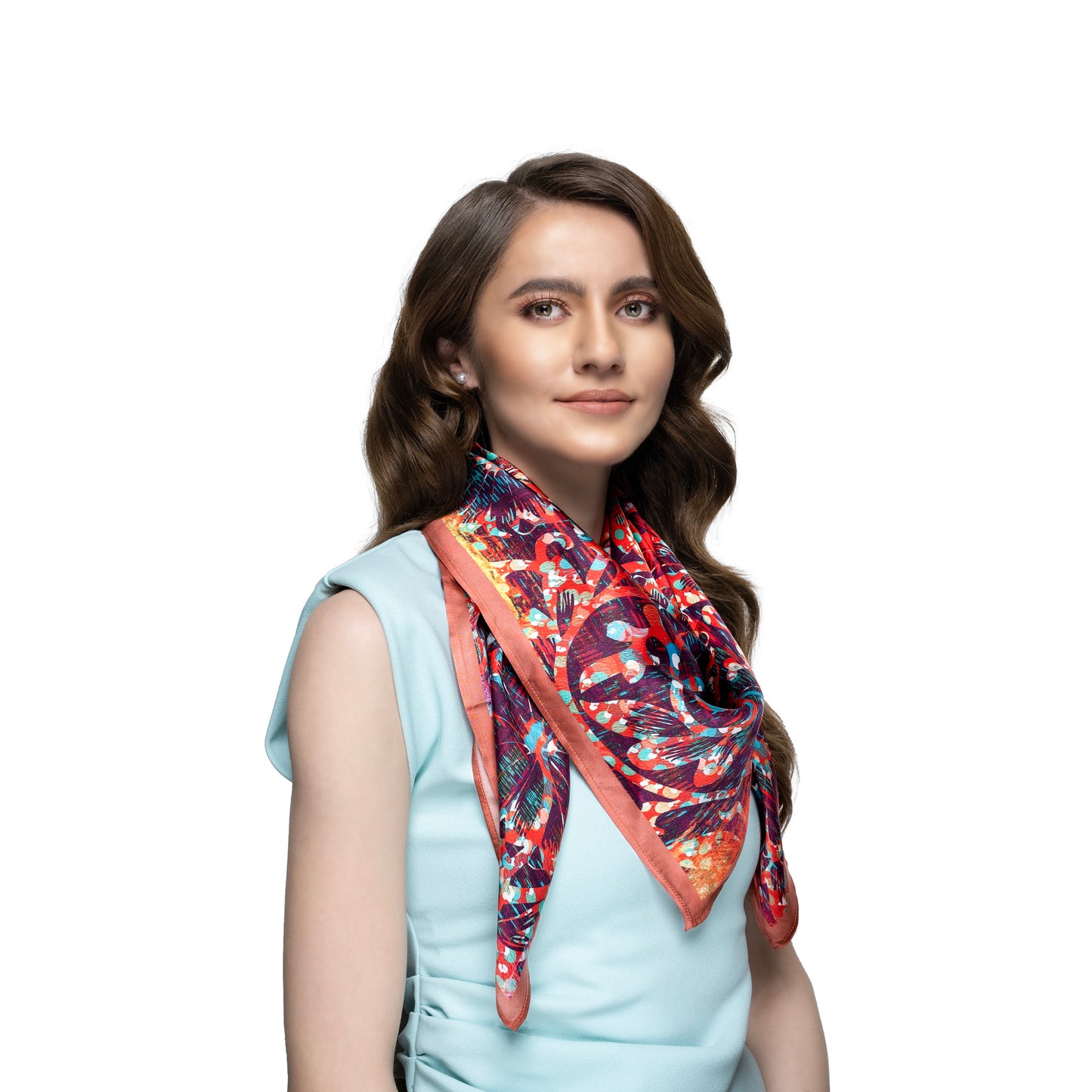 Silk Road Trail Ikat Russet Square Scarf