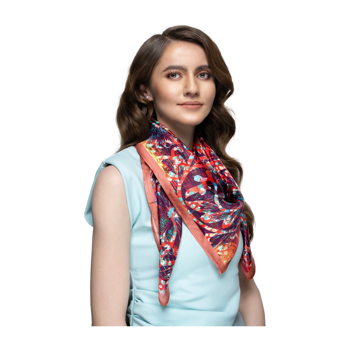 Silk Road Trail Ikat Russet Square Scarf