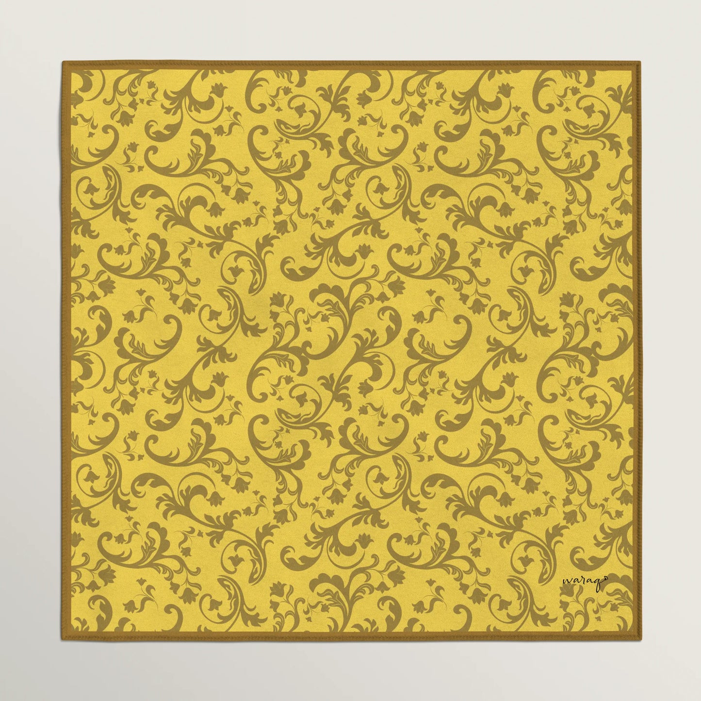 Espresso Damask Pocket Square - Citrine